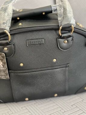 Black Small Pet Carrier Bag with Gold Accents